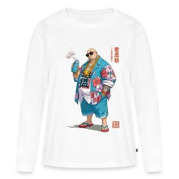 Tropischer Gangster im Aloha-Style - Frauen Premium Bio Langarmshirt - Weiß - Vorne - Julia (174cm)