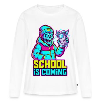 L’école arrive Zombie console portable glacée - T-shirt manches longues Premium bio Femme - blanc - Devant - Julia (174cm)