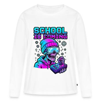 L’école arrive Profil Lunettes de neige Cyber Zombie - T-shirt manches longues Premium bio Femme - blanc - Devant - Julia (174cm)