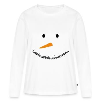 Schneemann Gesicht face lustig Weihnachten Winter - Frauen Premium Bio Langarmshirt - Weiß - Vorne - Julia (174cm)