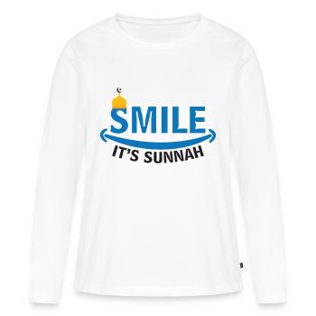 Sourire Islam Sunna Muhammad - T-shirt manches longues Premium bio Femme - blanc - Devant - Julia (174cm)