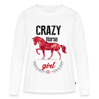 crazy horse girl - Women's Premium Organic Long Sleeve Shirt - white - Front - Julia (174cm)