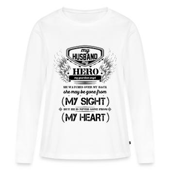 mon mari - T-shirt manches longues Premium bio Femme - blanc - Devant - Julia (174cm)