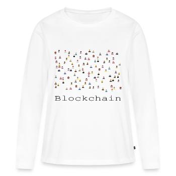 block Chain - Women's Premium Organic Long Sleeve Shirt - white - Front - Julia (174cm)