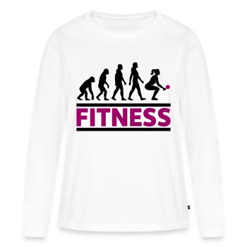 Évolution Fitness Femme Cool Cadeau - T-shirt manches longues Premium bio Femme - blanc - Devant - Julia (174cm)