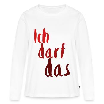Ich darf das rot1 - Frauen Premium Bio Langarmshirt - Weiß - Vorne - Julia (174cm)