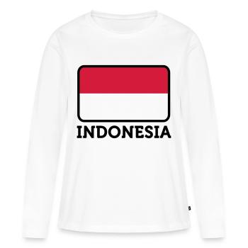 Drapeau national de l Indonésie - T-shirt manches longues Premium bio Femme - blanc - Devant - Julia (174cm)