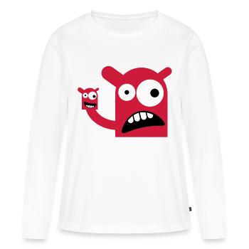 Ein Monster mit einer Monster-Puppe - Frauen Premium Bio Langarmshirt - Weiß - Vorne - Julia (174cm)