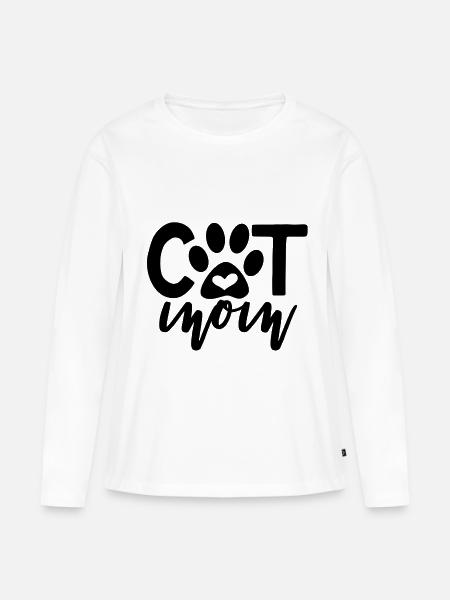 Sweet Cat Mom Gift - Frauen Premium Bio Langarmshirt - Weiß