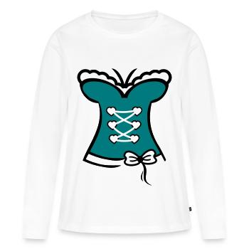 Fake Dirndl lustiges Kleid - Frauen Premium Bio Langarmshirt - Weiß - Vorne - Julia (174cm)