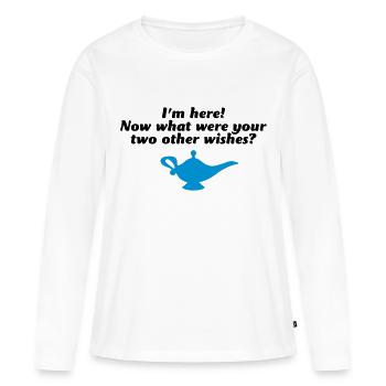 Je suis là! Quelles ont été vos autres demandes? - T-shirt manches longues Premium bio Femme - blanc - Devant - Julia (174cm)