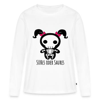 Sweet ou traiter des tresses roses squelettiques de Helloween - T-shirt manches longues Premium bio Femme - blanc - Devant - Julia (174cm)