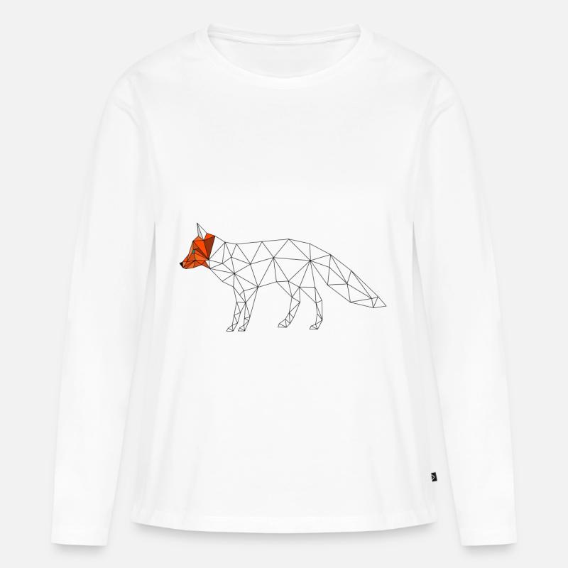 Fuchs geometrisch low poly bunter Kopf 3D Geschenk - Frauen Premium Bio Langarmshirt - Weiß