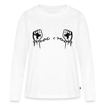 Un prisonnier est libéré de ses chaînes - T-shirt manches longues Premium bio Femme - blanc - Devant - Julia (174cm)