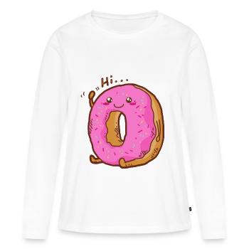 Donut Donuts Kawaii Bonbons Glaçage Sucré - T-shirt manches longues Premium bio Femme - blanc - Devant - Julia (174cm)