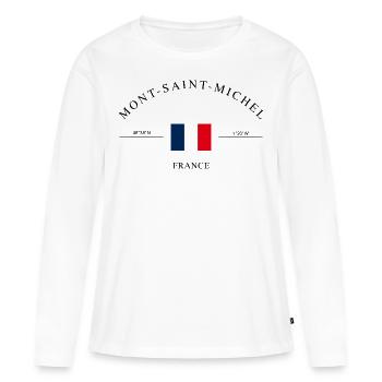 Mont-Saint-Michel – Souvenir et cadeau des Fêtes - T-shirt manches longues Premium bio Femme - blanc - Devant - Julia (174cm)