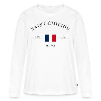 Saint-Émilion – Urlaub Souvenir & Geschenk - Frauen Premium Bio Langarmshirt - Weiß - Vorne - Julia (174cm)