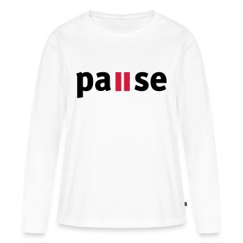 Pause - T-shirt manches longues Premium bio Femme - blanc - Devant - Julia (174cm)