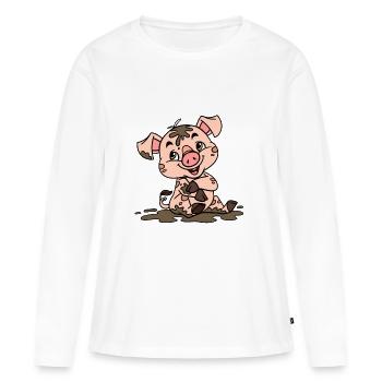 Dreckige Sau - Frauen Premium Bio Langarmshirt - Weiß - Vorne - Julia (174cm)