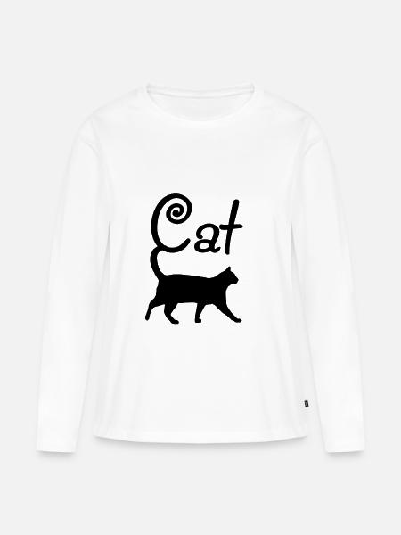 Schwarze Katze - Frauen Premium Bio Langarmshirt - Weiß