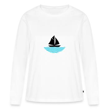 Boot - Frauen Premium Bio Langarmshirt - Weiß - Vorne - Julia (174cm)