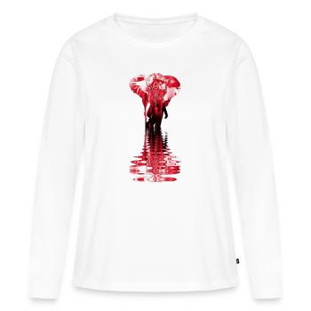 Éléphant mandala dessin joliment coloré - T-shirt manches longues Premium bio Femme - blanc - Devant - Julia (174cm)
