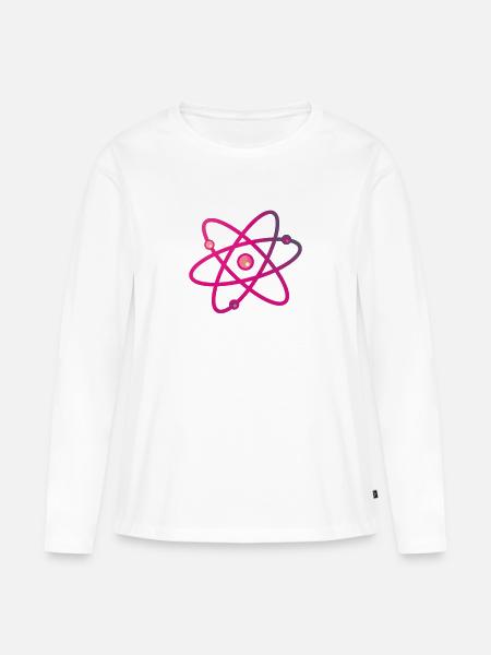 Buntes Atom Neutron Elektron - Frauen Premium Bio Langarmshirt - Weiß