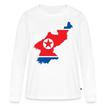 CORÉE DU NORD T-SHIRT - T-shirt manches longues Premium bio Femme - blanc - Devant - Julia (174cm)
