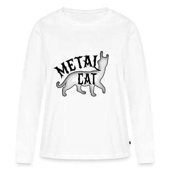 Metal Cat - Rock-Katze - Frauen Premium Bio Langarmshirt - Weiß - Vorne - Julia (174cm)