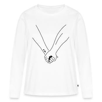 Holding mains peintes ongles cadeau point-virgule - T-shirt manches longues Premium bio Femme - blanc - Devant - Julia (174cm)