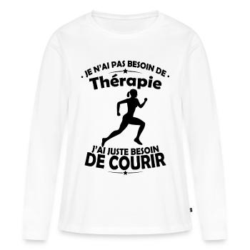 Frauen-Therapie-T-Shirt - Laufen - Frauen Premium Bio Langarmshirt - Weiß - Vorne - Julia (174cm)