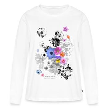 Flower Power N°6 - Women's Premium Organic Long Sleeve Shirt - white - Front - Julia (174cm)