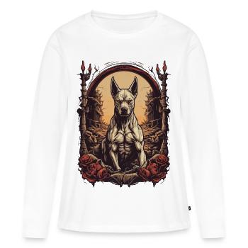 Chien d’attaque - T-shirt manches longues Premium bio Femme - blanc - Devant - Julia (174cm)