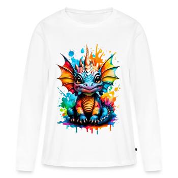 Drache Farbenfroh - Baby Drache - Dragon Head - Frauen Premium Bio Langarmshirt - Weiß - Vorne - Julia (174cm)