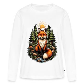 Renard dans la forêt au soleil levant - T-shirt manches longues Premium bio Femme - blanc - Devant - Julia (174cm)