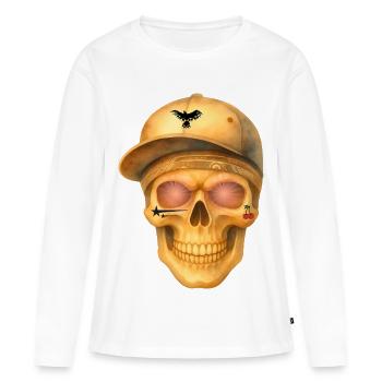 Bronze skull t-shirt design. - Women's Premium Organic Long Sleeve Shirt - white - Front - Julia (174cm)