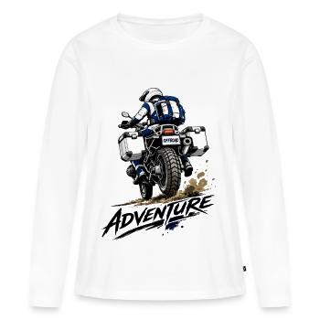 Aventure – Aventure moto - T-shirt manches longues Premium bio Femme - blanc - Devant - Julia (174cm)