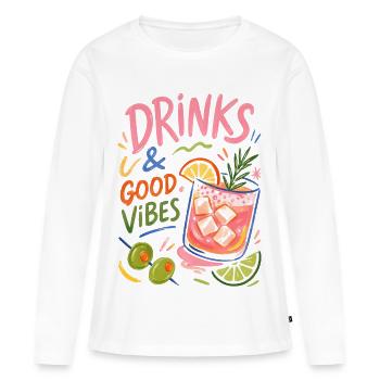 Cocktails colorés pour les soirées d’été - T-shirt manches longues Premium bio Femme - blanc - Devant - Julia (174cm)