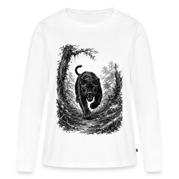 Panthère noire sauvage dans la nature dans le style de dessin - T-shirt manches longues Premium bio Femme - blanc - Devant - Julia (174cm)