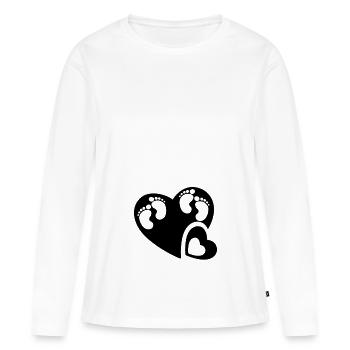 Grossesse Gémeaux Enceinte de jumeaux - T-shirt manches longues Premium bio Femme - blanc - Devant - Julia (174cm)