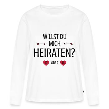 Will you marry me wedding request saying - Women's Premium Organic Long Sleeve Shirt - white - Front - Julia (174cm)