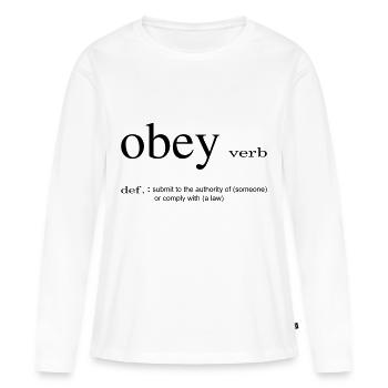 Dictionnaire de dictionnaire obey idée de cadeau drôle - T-shirt manches longues Premium bio Femme - blanc - Devant - Julia (174cm)