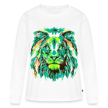 Schöner Löwe - Bunter Löwenkopf - Katzenaugen - Frauen Premium Bio Langarmshirt - Weiß - Vorne - Julia (174cm)