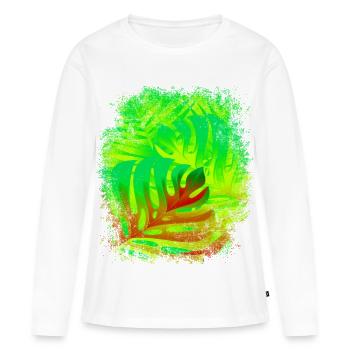 Sensation estivale feuilles aux couleurs de l’été - T-shirt manches longues Premium bio Femme - blanc - Devant - Julia (174cm)