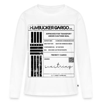 Étiquette d’expédition, noire - T-shirt manches longues Premium bio Femme - blanc - Devant - Julia (174cm)