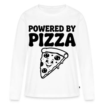 Propulsé par Pizza Lustiger Pizza Spruch - T-shirt manches longues Premium bio Femme - blanc - Devant - Julia (174cm)