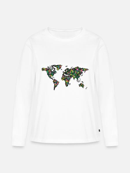 Geometrische Weltkarte - Frauen Premium Bio Langarmshirt - Weiß