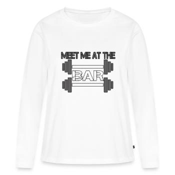 Treffen Sie mich an der Bar - Frauen Premium Bio Langarmshirt - Weiß - Vorne - Julia (174cm)