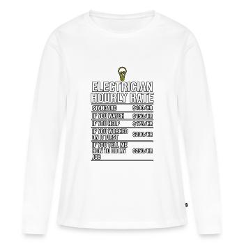 Électricien Taux horaire Té - T-shirt manches longues Premium bio Femme - blanc - Devant - Julia (174cm)