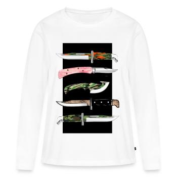 Camouflage Knife - Women's Premium Organic Long Sleeve Shirt - white - Front - Julia (174cm)